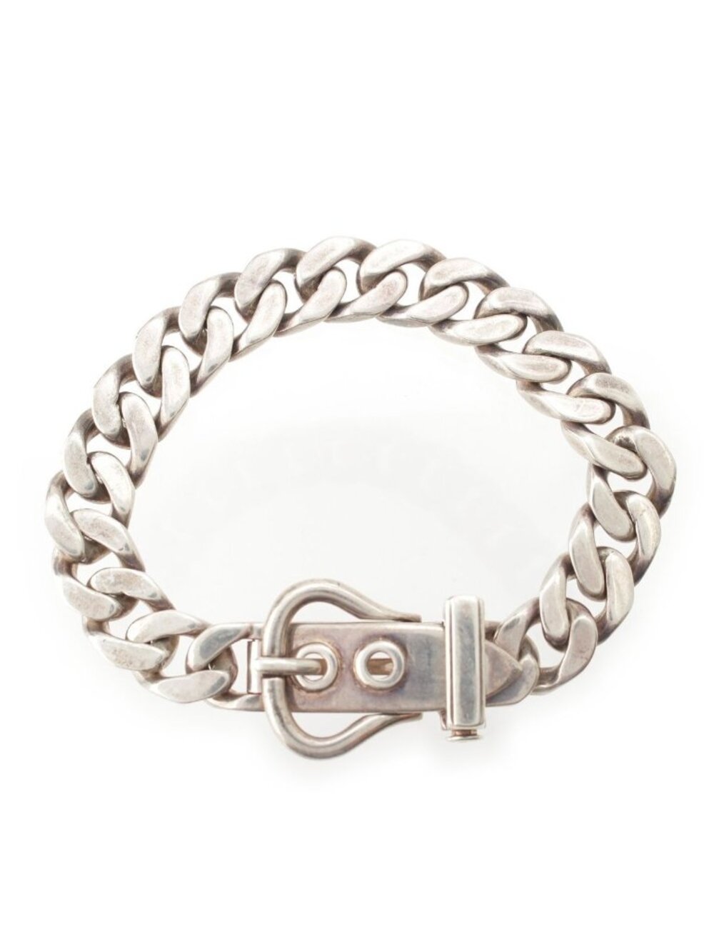 Hermes Vintage Gaetan de Percin Boucles Sellier Book le MM Chain Bracelet Silver